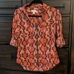 Michael Kors pink and black snake print blouse